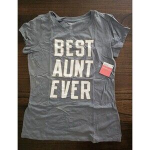 Best Aunt Ever Shirt Women Large Gray Graphic Tee Mother's Day NWT